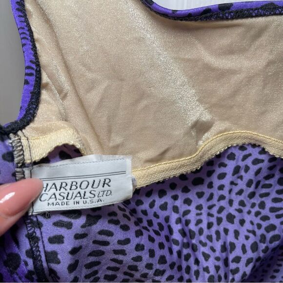 Vintage Cheetah + Purple Harbour Casuals One Piece Swinsuit 90s - Picture 5 of 10